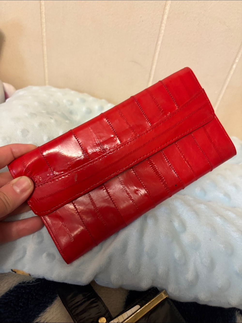 Womens Eel Skin Leather Wallet red